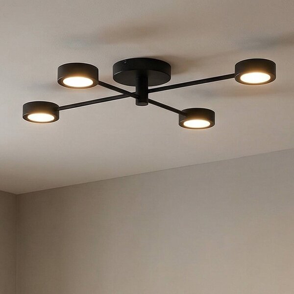 Nordlux Lampa sufitowa Clyde Flex, możliwość ściemniania, czarny, salon / jadalnia, metal