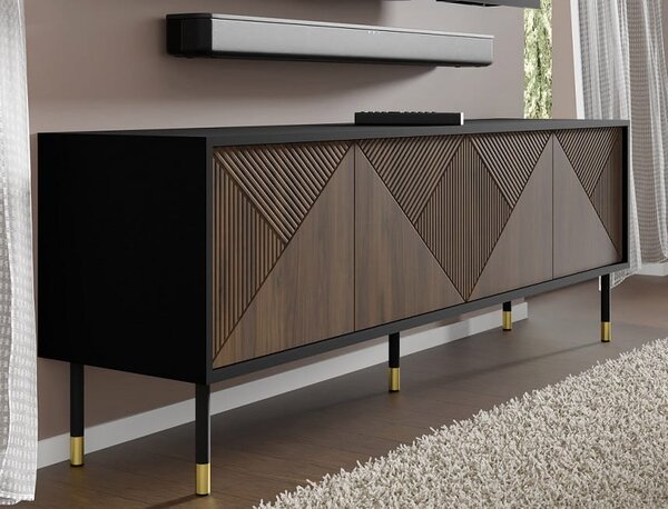Elegancka szafka RTV na nóżkach czerń | Umeblowana.com