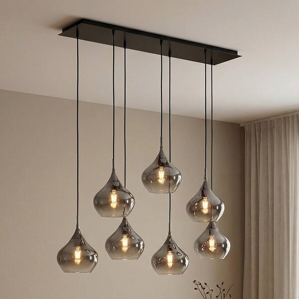Lampa wisząca szklana Jarven Lucande, możliwość ściemniania, aluminiowy / szary / cynkowy, salon / jadalnia, szkło, nowoczesny