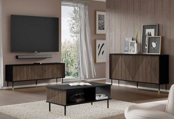 Elegancka szafka RTV na nóżkach czerń | Umeblowana.com
