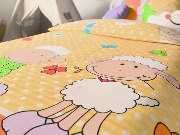Pościel z kory do łóżeczka OWCZKI żółte Rozmiar pościeli: 45 x 65 cm | 90 x 135 cm
