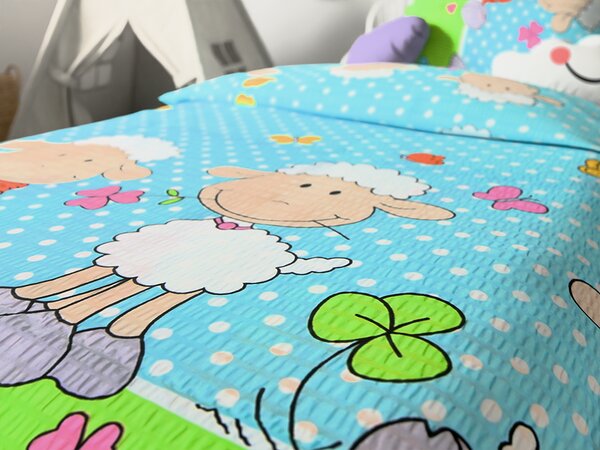 Pościel z kory do łóżeczka OVEČKI niebieskie Rozmiar pościeli: 45 x 65 cm | 90 x 135 cm