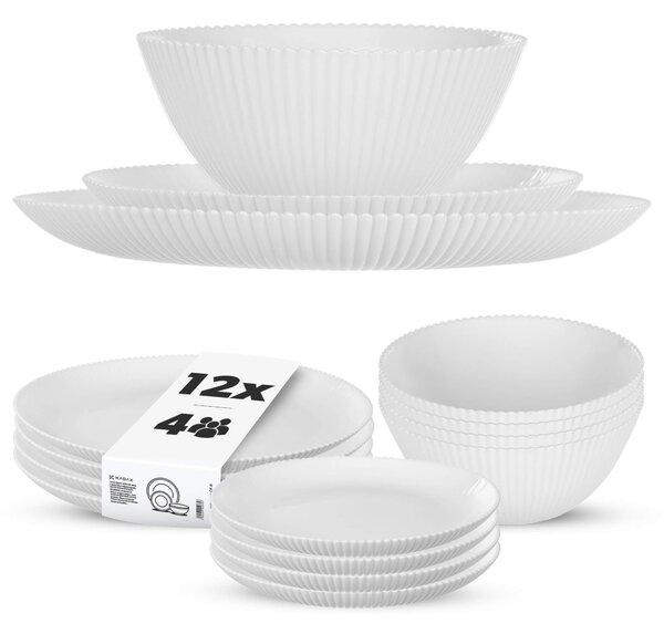 Zestaw obiadowy Regno salaterka 20 cm + talerz deserowy + talerz płytki biały 4 kpl
