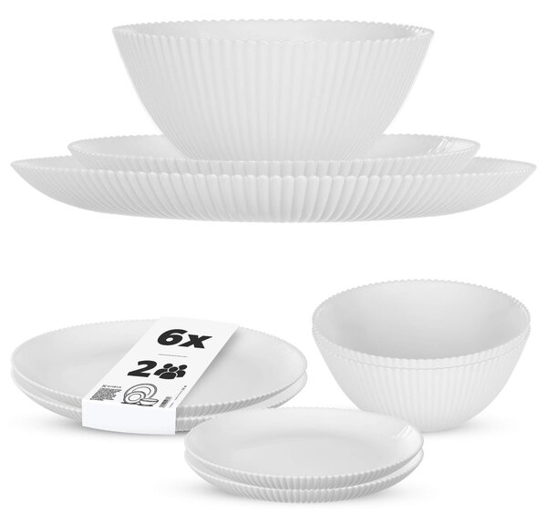 Zestaw obiadowy Regno salaterka 20 cm + talerz deserowy + talerz płytki biały 2 kpl