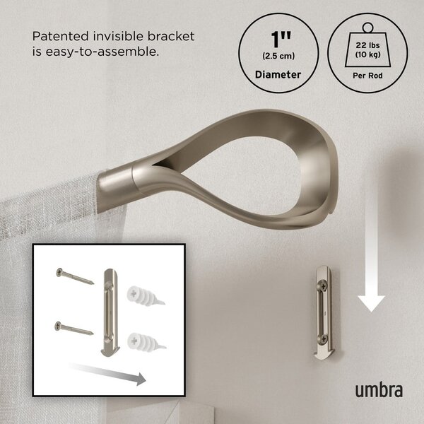 Regulowany karnisz ze stali nierdzewnej 107 - 305 cm Loop – Umbra