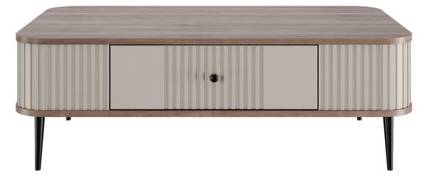 Stolik kawowy Vesper 103x60 cm z szufladą - kaszmir / orzech / czarne nogi