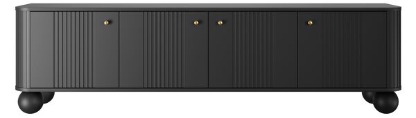 Szafka RTV Vesper 4D 187 cm - czarny / złote uchwyty / nogi kule
