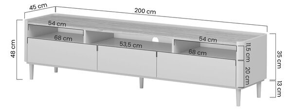 Szafka RTV Elivo 200 cm na nóżkach - kaszmir / dąb olejowany