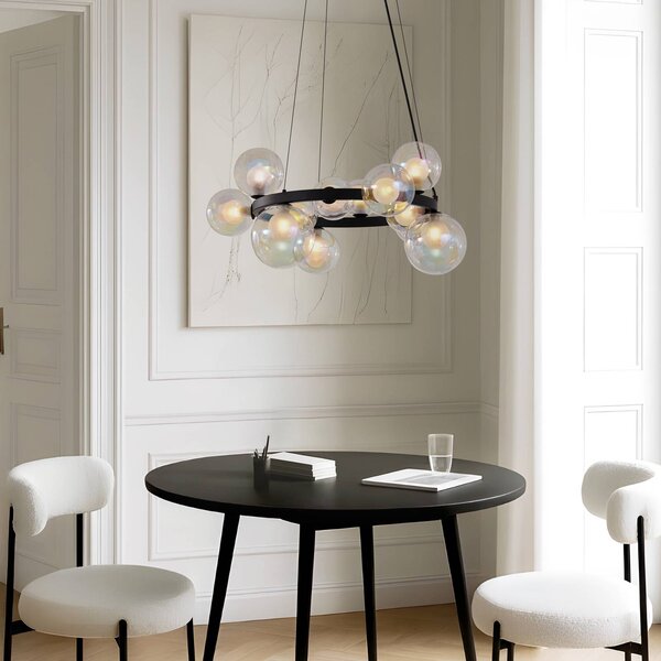 Lampa wisząca szklana Marvi Lucande, możliwość ściemniania, czarny, salon / jadalnia, szkło, nowoczesny