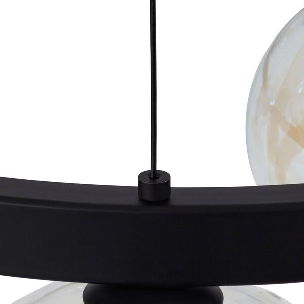 Lampa wisząca szklana Marvi Lucande, możliwość ściemniania, czarny, salon / jadalnia, szkło, nowoczesny