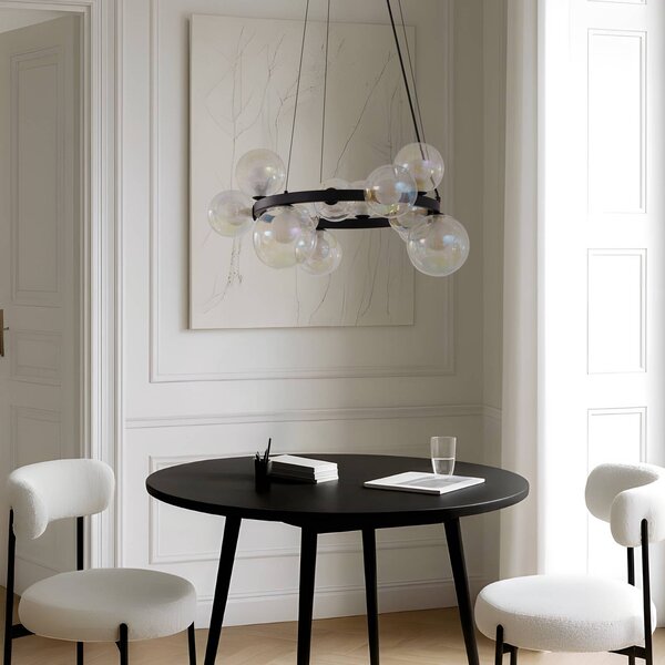 Lampa wisząca szklana Marvi Lucande, możliwość ściemniania, czarny, salon / jadalnia, szkło, nowoczesny