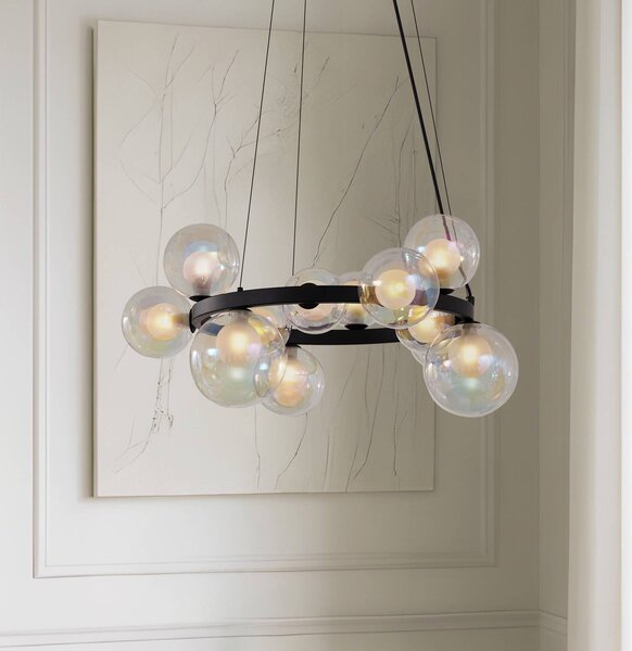 Lampa wisząca szklana Marvi Lucande, możliwość ściemniania, czarny, salon / jadalnia, szkło, nowoczesny