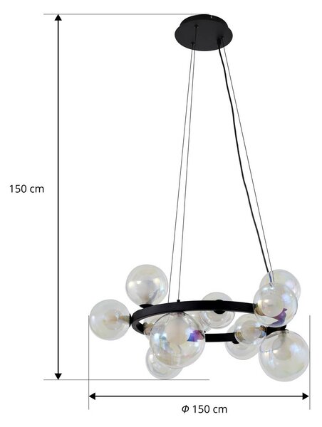 Lampa wisząca szklana Marvi Lucande, możliwość ściemniania, czarny, salon / jadalnia, szkło, nowoczesny