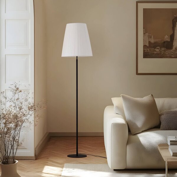 Lampa stojąca Virelle Lindby, biały / opal, salon / jadalnia, tkanina / materiał / jedwab, nowoczesny