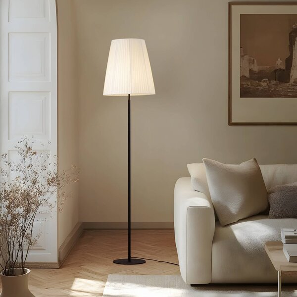 Lampa stojąca Virelle Lindby, biały / opal, salon / jadalnia, tkanina / materiał / jedwab, nowoczesny