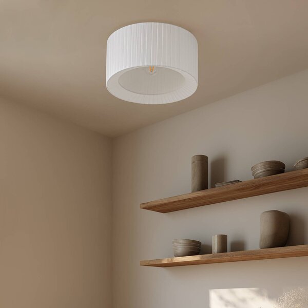 Lampa sufitowa Virelle Lindby, możliwość ściemniania, biały / opal, sypialnia, tkanina / materiał / jedwab