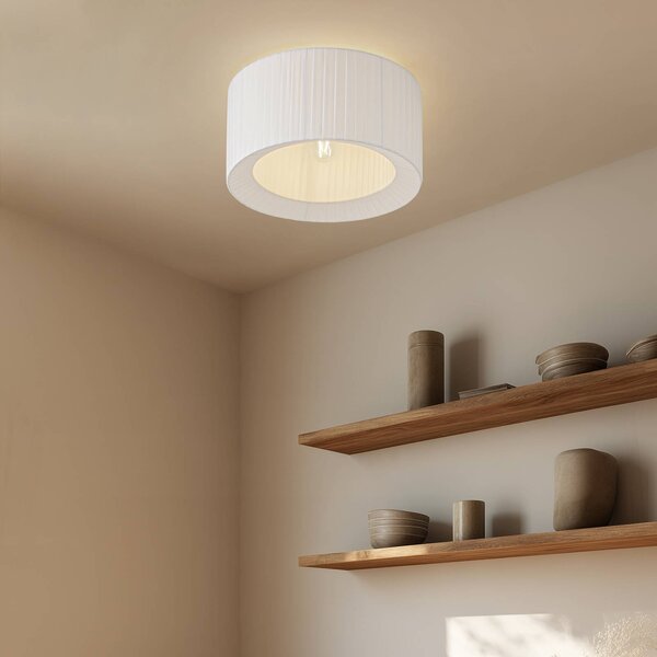 Lampa sufitowa Virelle Lindby, możliwość ściemniania, biały / opal, sypialnia, tkanina / materiał / jedwab