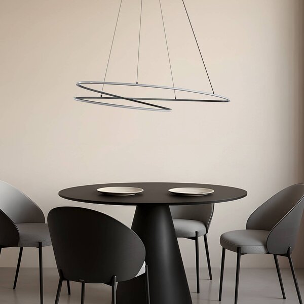 Lampa wisząca Gavril Lucande, możliwość ściemniania, czarny, salon / jadalnia, metal, nowoczesny