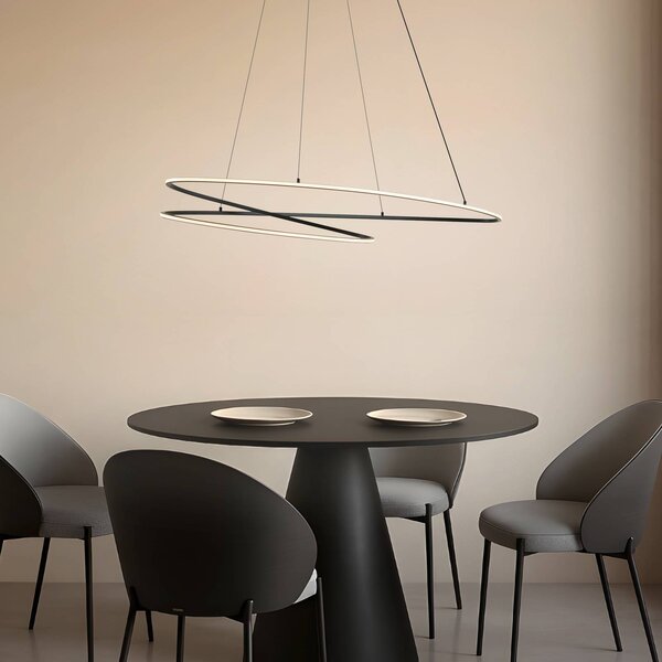 Lampa wisząca Gavril Lucande, możliwość ściemniania, czarny, salon / jadalnia, metal, nowoczesny