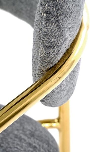 Złote krzesło z szarą tapicerką glam | Umeblowana.com