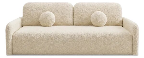 Sofa DUO Rozkładana Dwuosobowa Beżowa Boucle Nowoczesna
