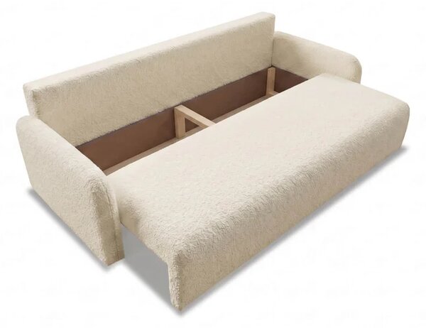Sofa DUO Rozkładana Dwuosobowa Beżowa Boucle Nowoczesna