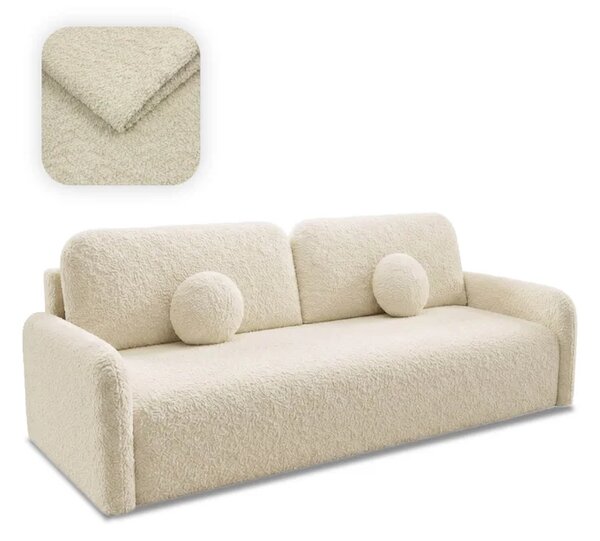 Sofa DUO Rozkładana Dwuosobowa Beżowa Boucle Nowoczesna