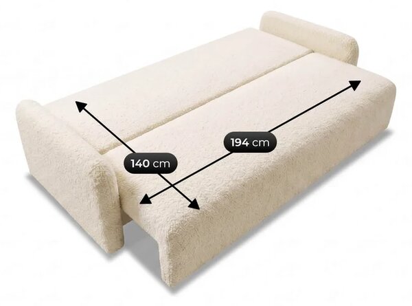 Sofa DUO Rozkładana Dwuosobowa Beżowa Boucle Nowoczesna
