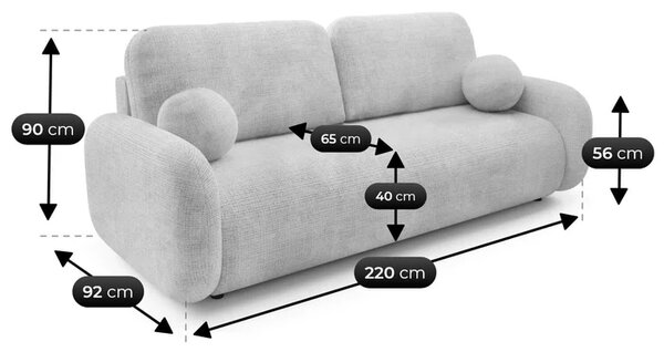Sofa VIDI Rozkładana Dwuosobowa Szara Szenil Nowoczesna
