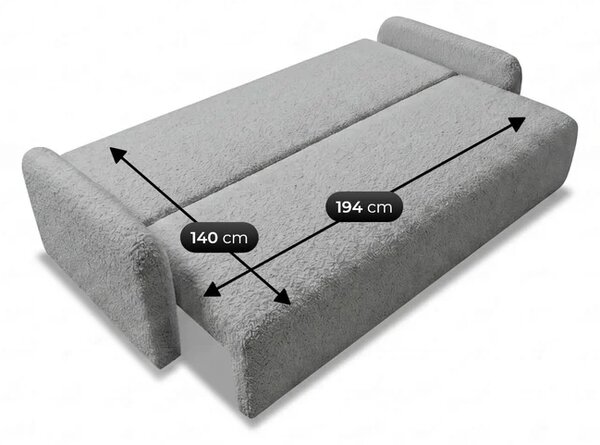 Sofa DUO Rozkładana Dwuosobowa Ciemnoszara Boucle Nowoczesna