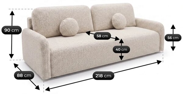 Sofa DUO Rozkładana Dwuosobowa Beżowa Szenil Nowoczesna