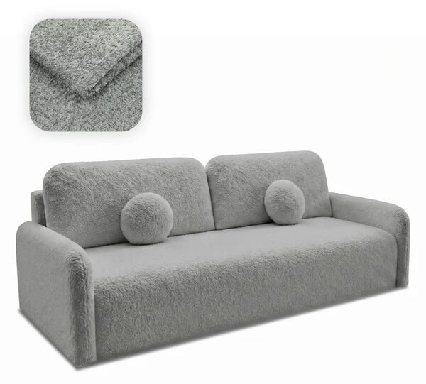 Sofa DUO Rozkładana Dwuosobowa Ciemnoszara Boucle Nowoczesna
