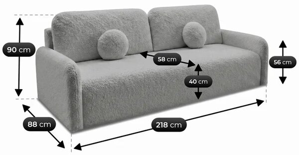 Sofa DUO Rozkładana Dwuosobowa Ciemnoszara Boucle Nowoczesna