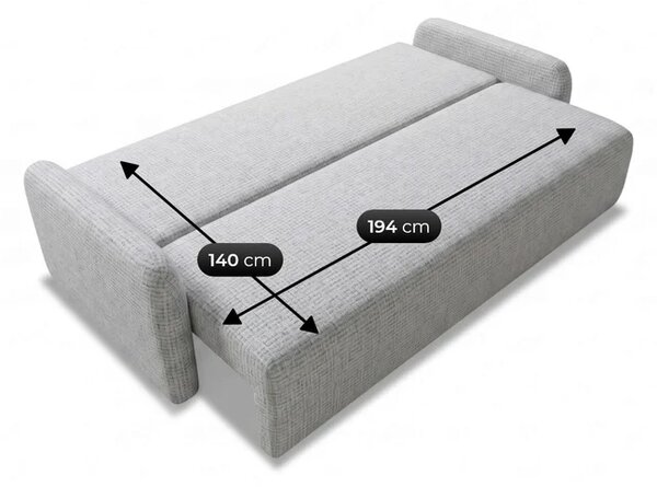 Sofa DUO Rozkładana Dwuosobowa Szara Szenil Nowoczesna