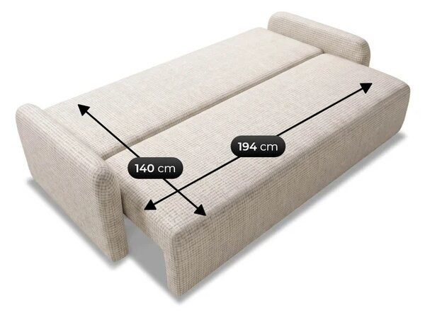Sofa DUO Rozkładana Dwuosobowa Beżowa Szenil Nowoczesna