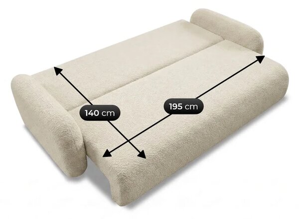 Sofa VIDI Rozkładana Dwuosobowa Beżowa Boucle Nowoczesna