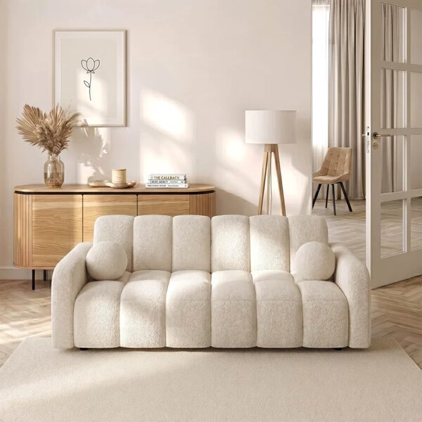 Sofa ZEN Rozkładana Dwuosobowa Beżowa Boucle Nowoczesna