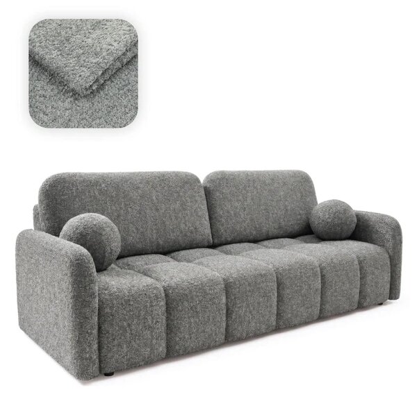 Sofa ZEN Rozkładana Dwuosobowa Ciemnoszara Boucle Nowoczesna