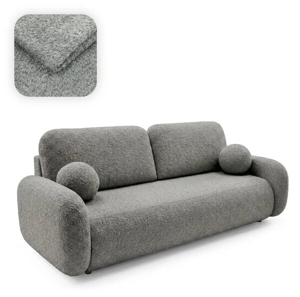 Sofa VIDI Rozkładana Dwuosobowa Ciemnoszara Boucle Nowoczesna