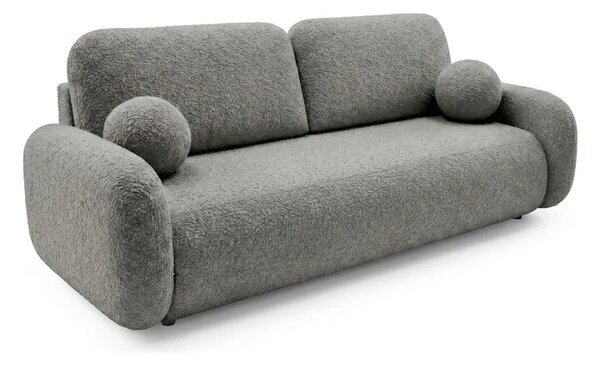Sofa VIDI Rozkładana Dwuosobowa Ciemnoszara Boucle Nowoczesna