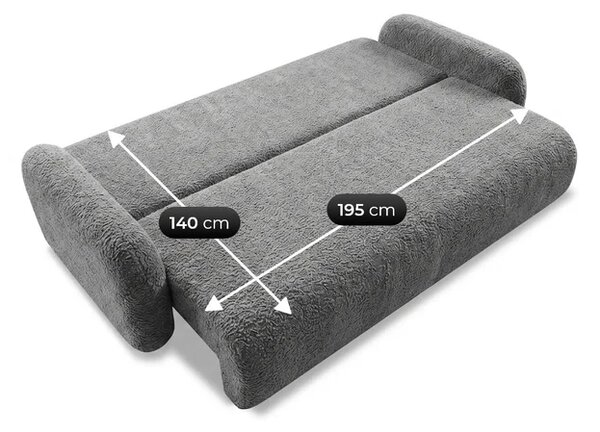 Sofa VIDI Rozkładana Dwuosobowa Ciemnoszara Boucle Nowoczesna