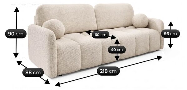 Sofa ZEN Rozkładana Dwuosobowa Beżowa Boucle Nowoczesna