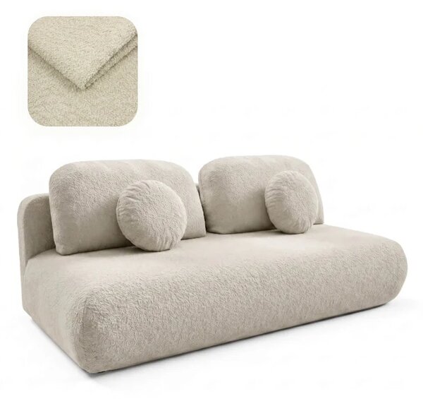 Sofa BASE Rozkładana Dwuosobowa Beżowa Boucle Nowoczesna