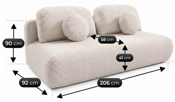 Sofa BASE Rozkładana Dwuosobowa Beżowa Szenil Nowoczesna