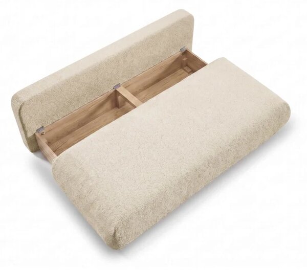 Sofa BASE Rozkładana Dwuosobowa Beżowa Boucle Nowoczesna