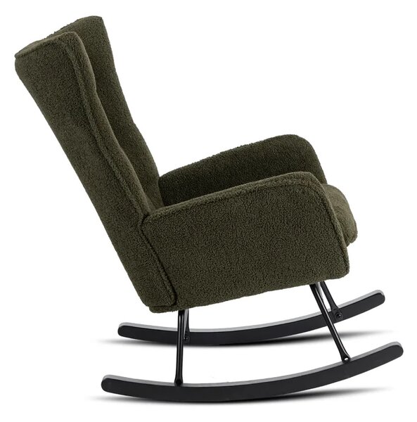 Fotel Bujany Uszak JACKSON Zielony Boucle Nowoczesny