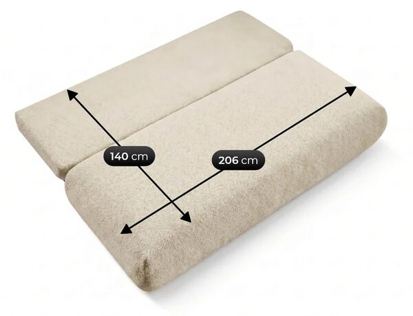 Sofa BASE Rozkładana Dwuosobowa Beżowa Boucle Nowoczesna