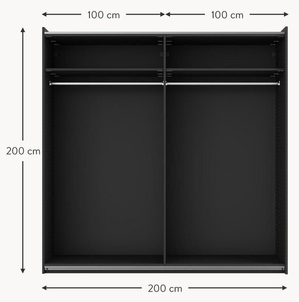 Szafa modułowa z drzwiami przesuwnymi Simone, 200 cm, różne warianty