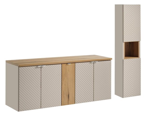 Komplet mebli łazienkowych 140 cm ze słupkiem | Umeblowana.com