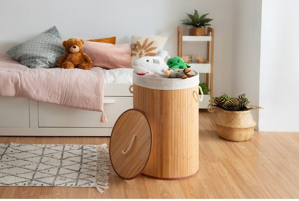 Okrągły bambusowy kosz na bieliznę Compactor Round